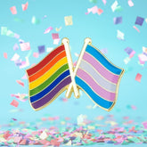 One Community Together - Trans + LGBT Flag Enamel Pin - The RainbowBoys